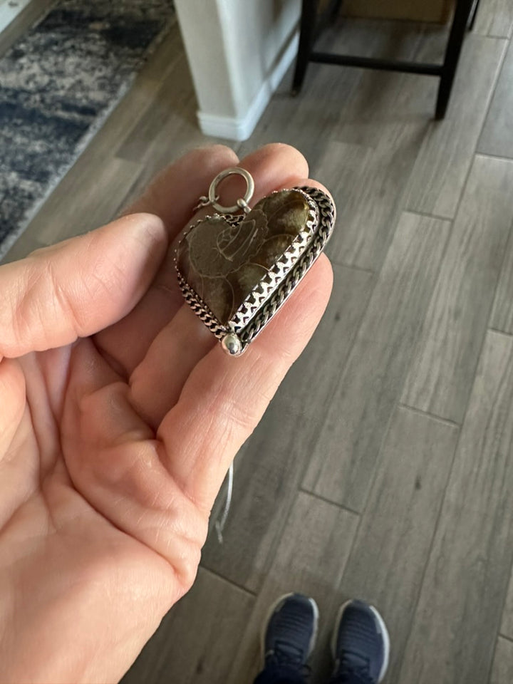 Ammonite Fossil Heart Necklace