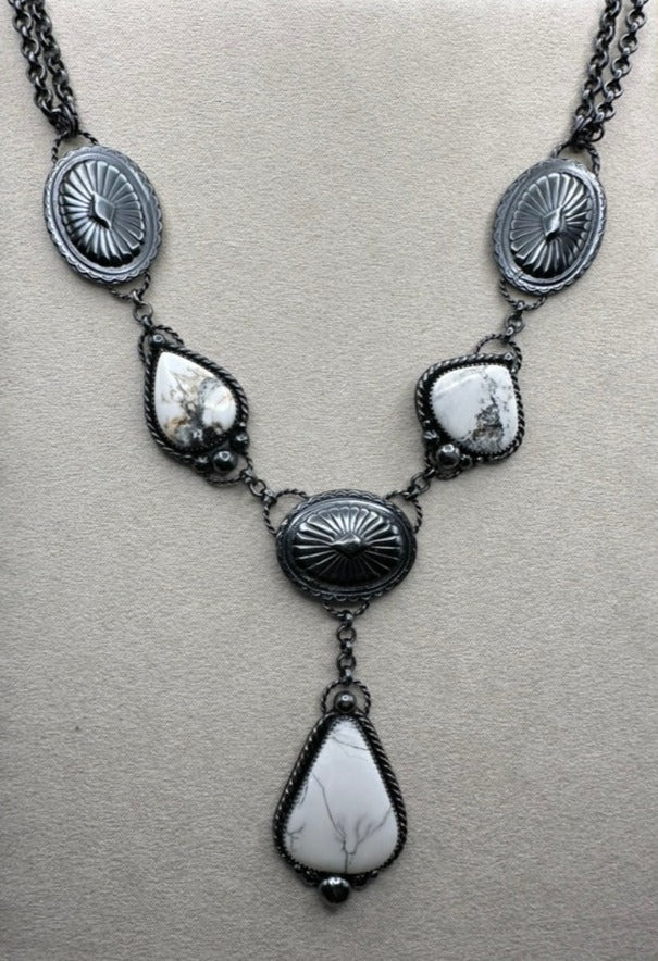 White Buffalo Lariat Statement Necklace