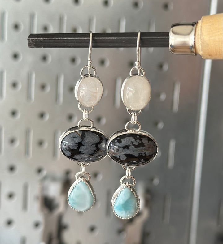 Three-Stone Statement Earrings