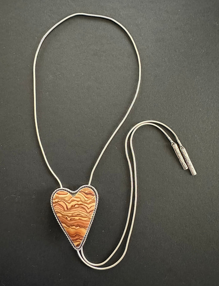 Wave Dolomite Bolo Heart Necklace