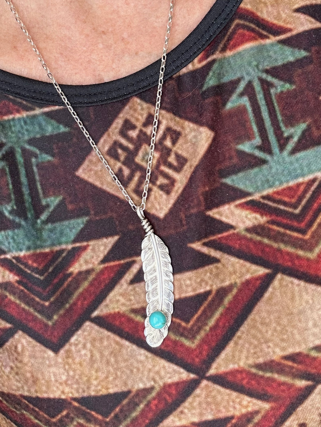 Turquoise Feather Necklace