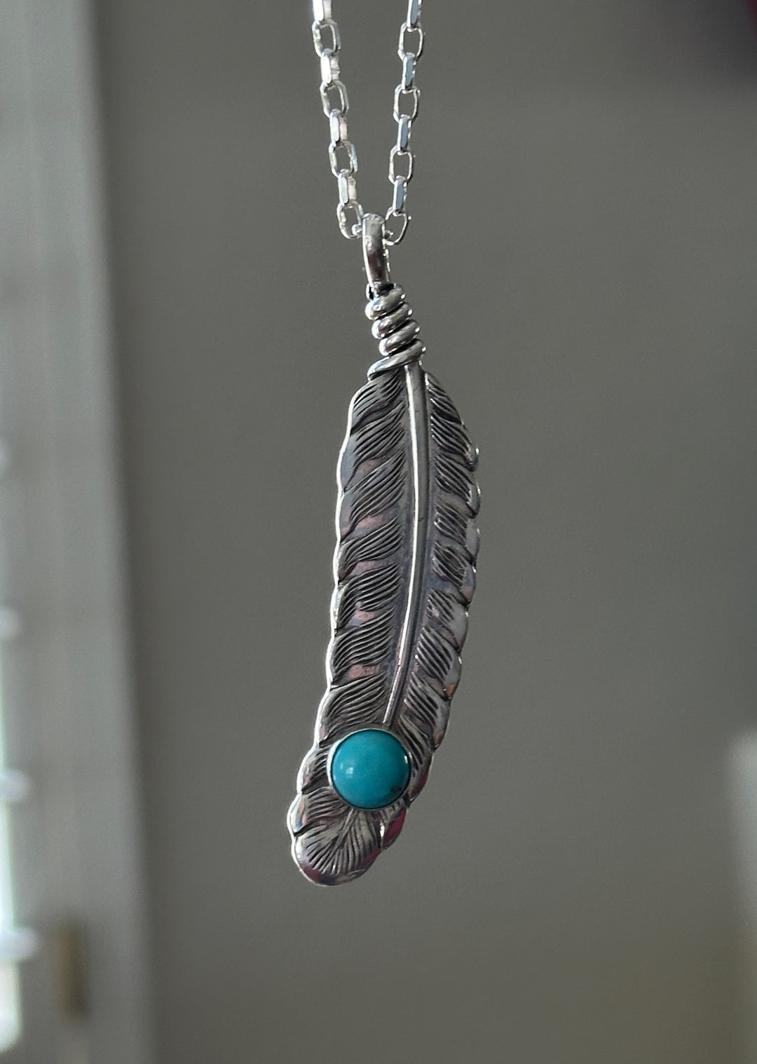 Turquoise Feather Necklace