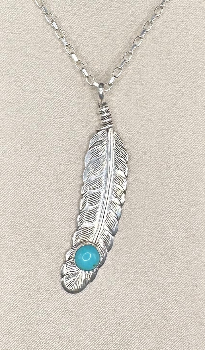 Turquoise Feather Necklace