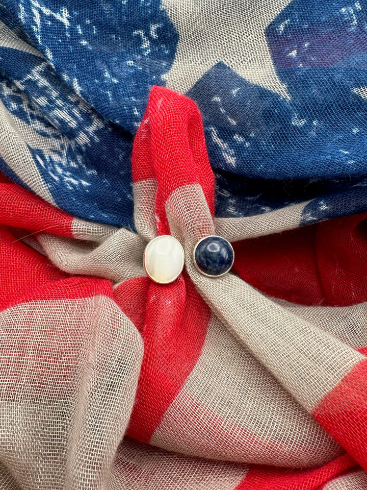 Mother of Pearl/Lapis Open Adjustable Ring